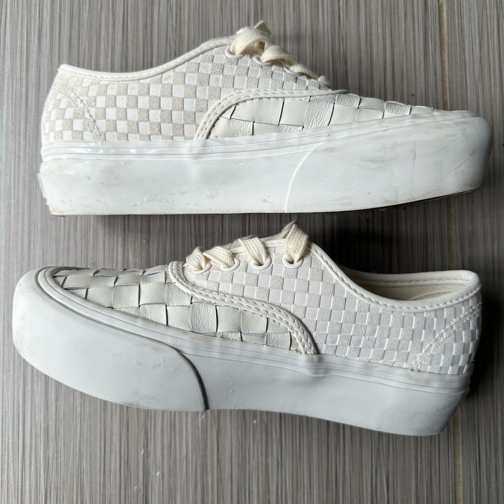 Leather woven platform Vans